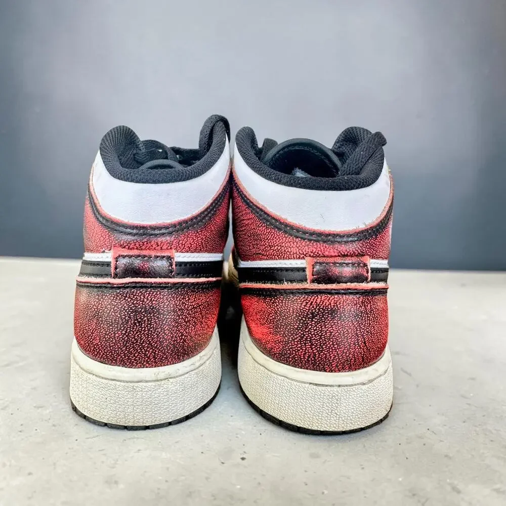 Nike Air Jordan 1 Mid GS Red Black White Youth 6.5Y FB0568-006 Sneakers